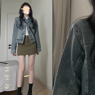 美式牛仔外套女春2024港味復古短版顯瘦大尺碼夾克上衣 TT13