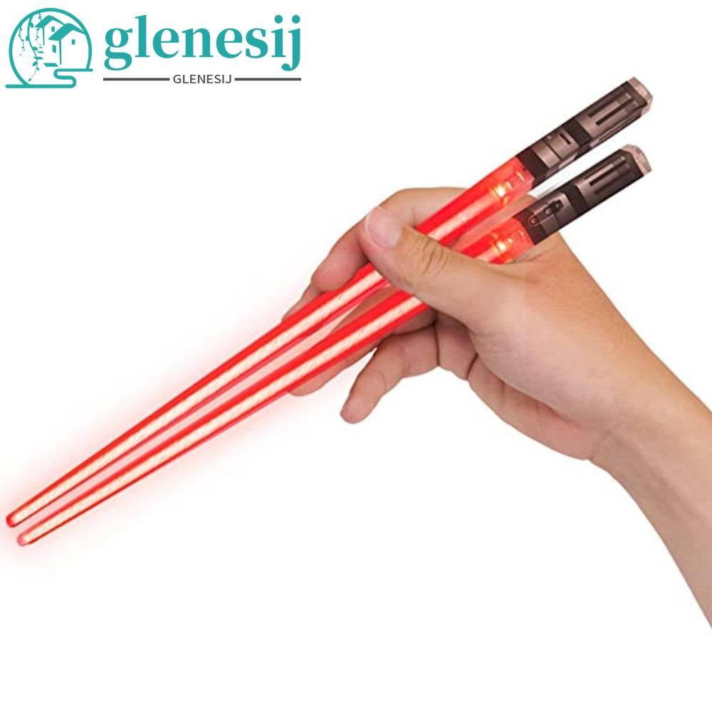 GLENESIJLED筷子,可水洗可拆卸的光劍筷子,玩具發光可重複使用夜光筷子晚餐