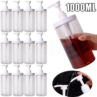 500/1000ml PET 泵瓶 - 便攜式旅行按壓分配器瓶 - 透明洗髮水分配器 - 廣口乳液洗衣粉容器 - 沐浴露