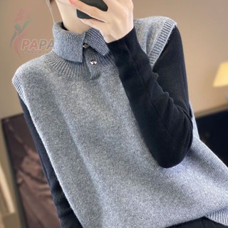 馬甲女大碼春秋冬胖妹妹150kg針織衫保暖毛線背心寬鬆馬夾上衣女大碼背心 背心外套 馬甲外套 大尺碼外套【PAPA】