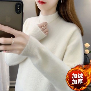 衣時尚 針織衫 上衣 毛線 配大衣 保暖 新款半高領水貂絨毛衣女打底衫套頭外穿上衣內搭針織衫NE339-5523.