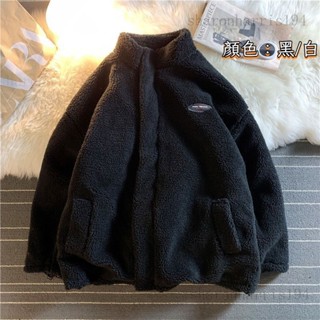 ！ 兩麵穿外套 刷毛加厚 鼕季外套 鋪棉保暖 男女衕款 外套男 外套女 羔羊毛外套 寬鬆外套 情侶外套rris194