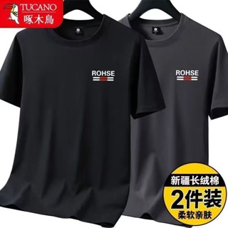 【店鋪熱銷】啄木鳥正品純棉夏季男士短袖t恤寬鬆百搭運動休閒體恤衫上衣1/2件