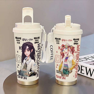 陶瓷保溫杯 保溫杯 咖啡保溫杯 第五人格oph戰隊保溫杯便攜咖啡杯不鏽鋼水壺男女吸管水杯高顏值