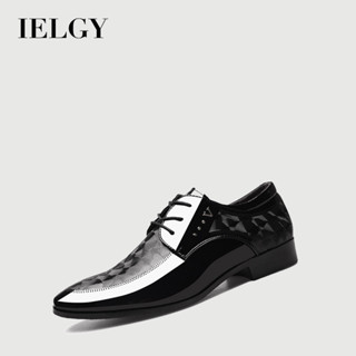 IELGY 新款亮面皮鞋男士商務正裝鞋大碼男鞋