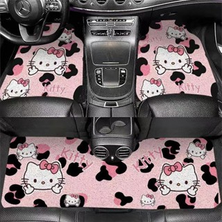 汽車腳墊 腳踏墊🚗凱蒂貓優質水晶絨汽車腳墊後排連體吸水耐磨組合款車內腳墊水晶絨