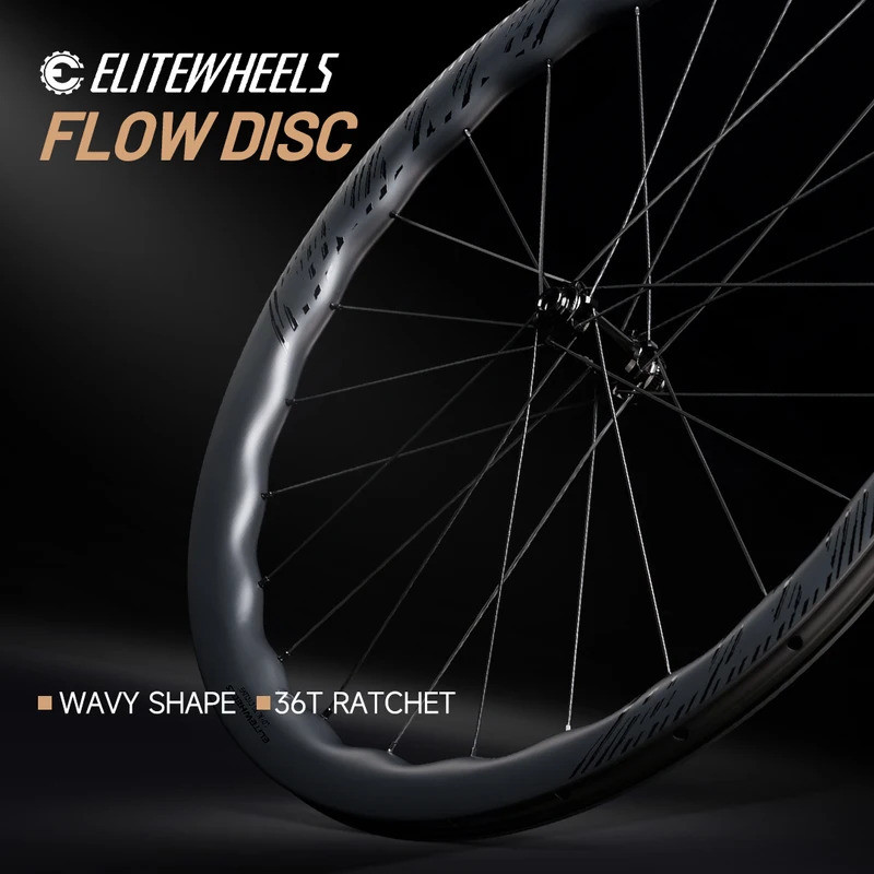 ELITEWHEELS FLOW 公路盤式製動器 36T 棘輪自行車 WAVE 40/45 毫米車輪 AERO 700C