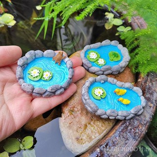 爆款[2125人好評]模擬小水池荷塘池塘模型微景觀擺件假山魚缸沙盤diy盆栽造景裝飾