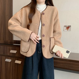 實拍秋冬裝新款大碼牛仔小香風羊羔毛外套羊羔絨上衣M至4XL200斤