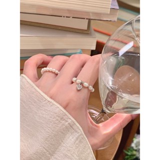 🤍小心思 淡水珍珠愛心鋯石流蘇戒指 女輕奢小眾精緻設計高級感食指戒指 環 韓系戒指 ins風戒指 ins指環