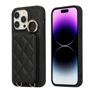 iPhone16 15 14 13 12 11promax手機殻斜挎鏡皮套換卡卡包蘋果14/15plus戒指鑽石套