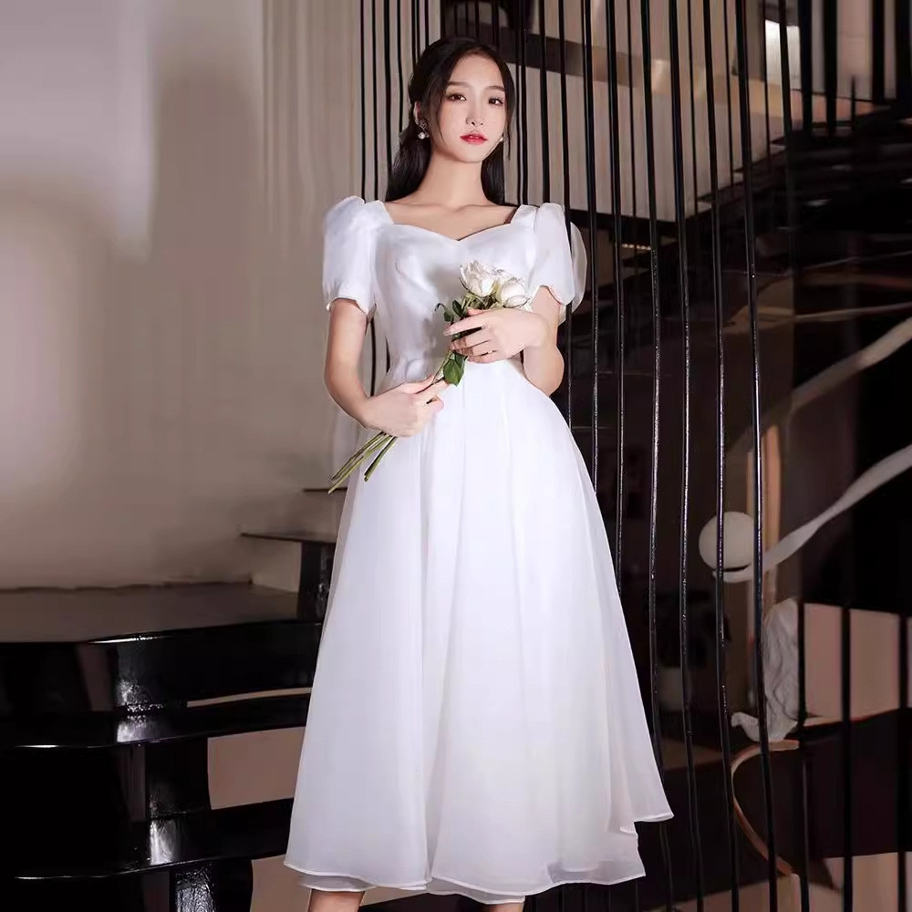 婚紗禮服領證登記小禮服輕婚紗大尺碼胖mm畢業晚禮服女2025新款高級感洋裝