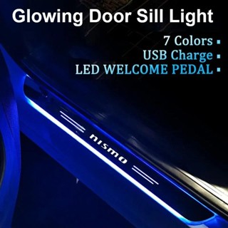 NISSAN LED 車門迎賓踏板燈適用於日產 NISMO USB 汽車前後門檻通道燈氛圍配件