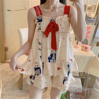 《現貨下單》【清涼透氣】睡衣女夏季2024年新款吊帶少女套裝薄款公主甜美家居服小個子睡衣