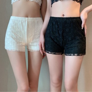 【HOT 本舖】 蕾絲雙層安全褲女夏季薄款不捲邊冰絲防走光打底褲可外穿