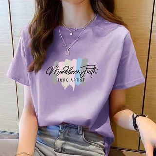 《現貨下單》素色短袖t恤女2025年韓版寬鬆夏季新款圓領短袖體恤字母上衣ins潮