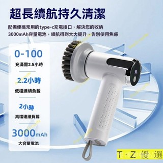 T·Z優選 續航2H多功能電動刷 無線電動清潔刷 清潔神器 電動洗車刷 多功能電動清潔刷 懶人清潔刷 電動清潔