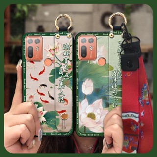 女款潮流HTC D20 Plus/Desire 20+手機殼支架新中式散熱中國風防塵掛繩創意腕帶中年質感奢華液態全包