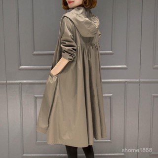 品質真的讚💪有裡布2024春季新款韓版休閒女士中長款過膝風衣外套寬鬆大碼外衣 RPTL