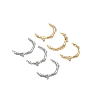 宏雲Hongyun-Ala新品-保色14K包金半圈樹枝戒指配件樹枝形雙吊diy串珍珠項鍊手鏈連接棒