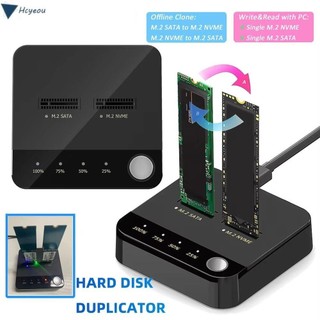 HCYEOU M.2 SSD 複印機,雙轉子讀取 M.2 SATA/NVMe 硬碟擴充套件塢,2024 雙槽 LED 指示燈