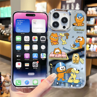 可愛加菲貓11pro防摔iPhone16promax手機殼15pro鏡面12pro保護殼14plus硬殼X大孔13pro