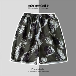 【HOT 本舖】男裝 夏季海邊度假碎花褲衩男五分休閒大碼夏威夷短褲寬鬆沙灘褲k1116