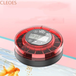 CLEOESGU魚類自動餵食器,帶定時器可充電的水族箱自動食物分配器,液晶顯示器數位的100ML魚缸用品