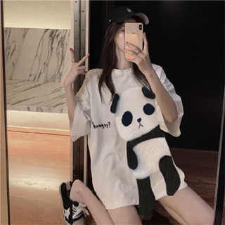 女士卡通刺繡中長款短袖T恤女上衣女裝 ZSN