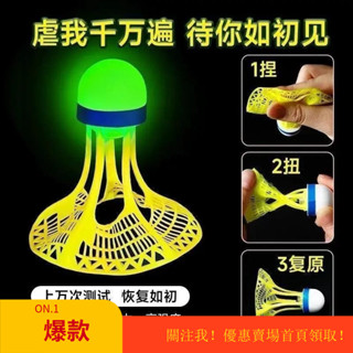 【臺灣熱賣】【24小時2300+人拚單】髮光羽毛球尼龍戶外防風耐打高彈力塑膠訓練球打不爛夜光抗風帶燈 TSNE