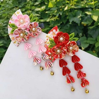 日系穿搭 髮簪 蘿莉塔和風和服髮飾扇子櫻花髮簪日系邊夾cos角色扮演配飾花魁夾