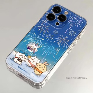可愛煙花吉伊卡哇適用iPhone 16 11 12 13 14 15 pro max 保護殼 情侶款防摔 透明 太空殼
