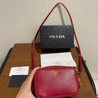 PRADA 肩揹包 Saffiano皮革 Mini 皮革 紅色 mercari 日本直送 二手