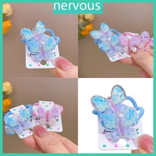 NERV 1 對蝴蝶發繩甜美髮帶兒童馬尾辮固定器編織配件