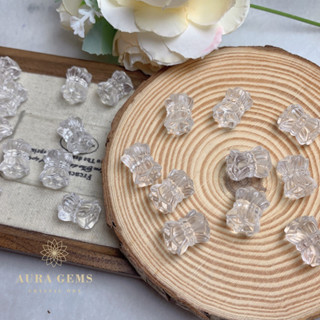 【AURA GEMS】天然白水晶配件並蒂蓮桃花牡丹花diy配飾隔珠手工串珠diy飾品配件 diy手作材料 手串配件