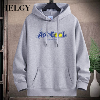 IELGY 13 色加大碼棉質連帽毛衣男士新款口袋寬鬆休閒中性上衣 ARE 印花