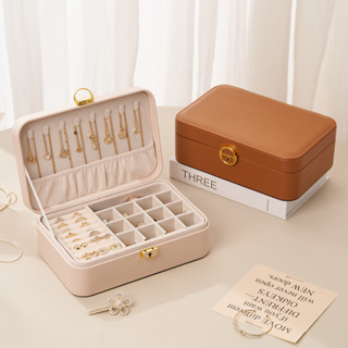 【千禧精品】高階新款美拉德珠寶盒帶鎖雙層精緻防氧化首飾盒項鏈戒指飾品收納