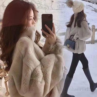 羔羊毛茸茸外套女鼕季仿兔毛加厚羔羊絨女士毛毛咖色上衣rris194