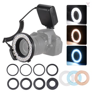 Hd-130 微距 LED 環形閃光燈 LCD 顯示屏 3000-15000K GN15 電源控制,帶 3 個閃光燈擴散
