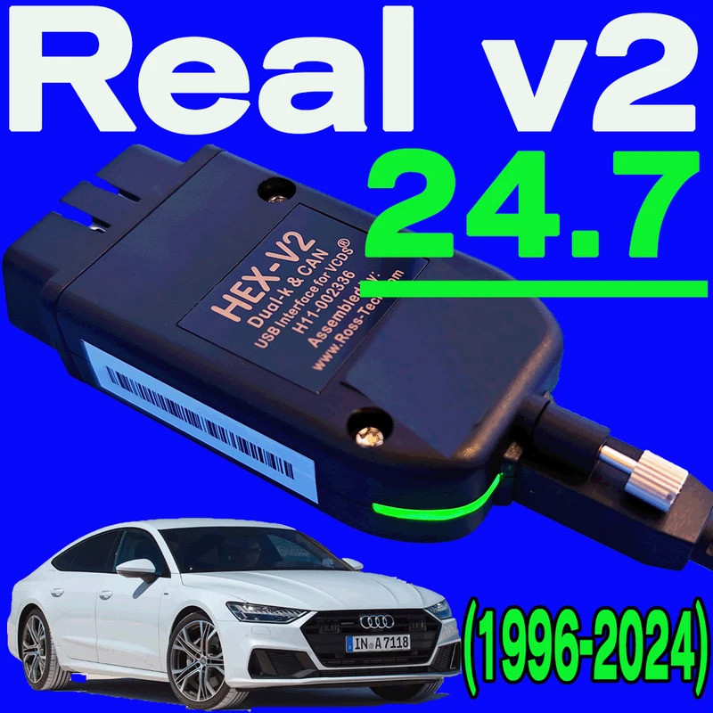最佳 1996-2024+ 真實 V2 調查工具在綫更新，具有無限 VINS Vag-Com HEX USB 接口 V2