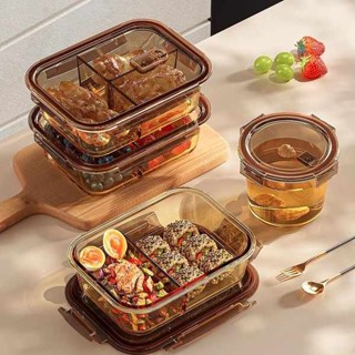 分隔便當盒 韓國便當盒 加熱便當盒 韓國樂扣玻璃飯盒微波爐加熱專用碗學生便當餐盒冰箱上班族保鮮盒