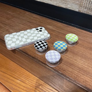 韓國ins棋盤格子透明氣囊支架 簡約伸縮追劇手機支架 拼色格紋多功能透過氣囊支架 Magsafe 磁吸支架