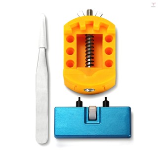 手錶電池更換工具套件手錶扳手後蓋拆卸器,用於旋轉打開手錶蓋錶殼開啟器套裝,帶手錶後蓋拆卸器支架和鑷子,僅適用於一種手錶