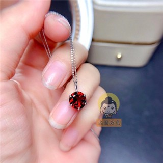 『紫南宮』祈福🔥開光 S925銀鑲嵌天然石榴石吊墜項鍊女戒簡約大方鴿血紅 化太歲 偏財 避邪 開財庫 轉運