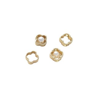 14k包金保色四葉草套珠圈手工diy水晶珍珠飾品包珠圈串珠材料配件
