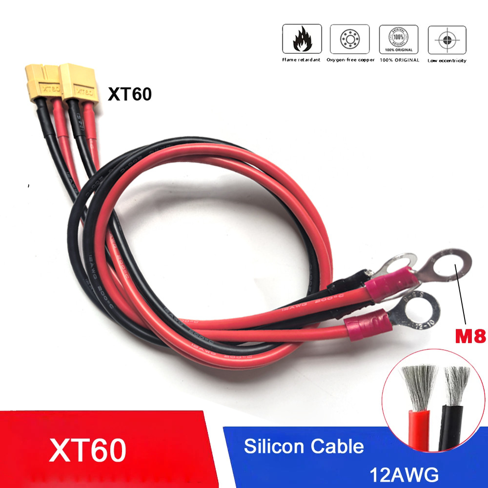 XT60 至 M8 O 形環孔眼電池端子插頭連接器電纜 12AWG RC ESC 充電器側面電源,用於 RC 鋰電池 F