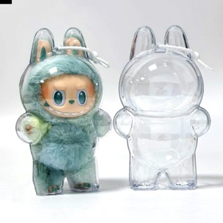 ANTIONE Labubu 保護殼、防塵罩防水 Labubu 收納袋、亞克力可拆卸掛袋透明 Labubu 娃娃 3D