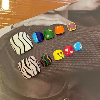 斑馬黑白條紋純手工製作美甲穿戴甲腳趾甲指甲貼片Ready stock✨2025新款✨0511