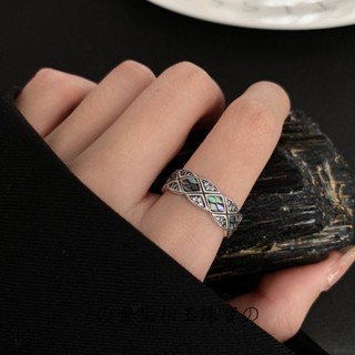 💝金生相玉珠寶💝批發（11.25）S925銀法式菱格彩貝戒指女輕奢小眾手工設計精緻高級名媛冷淡風