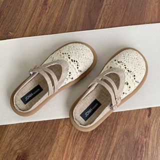 ✨《現貨速出》森系刺繡包頭半拖鞋女夏季亞麻手工網鞋外穿平底涼拖一腳蹬洞洞鞋時尚平底包頭半拖鞋懶人鞋女穆勒鞋涼拖鞋女鞋通勤